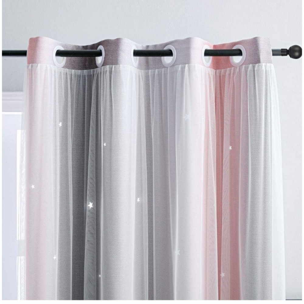Ombre Blackout Curtains, Pink & Grey, Curtains, Girly, Nursery, Beautiful, Stars